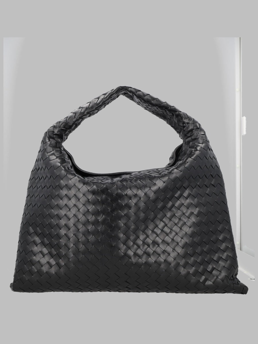 Bottega Veneta Hop Shoulder Bag — Black Calf Leather