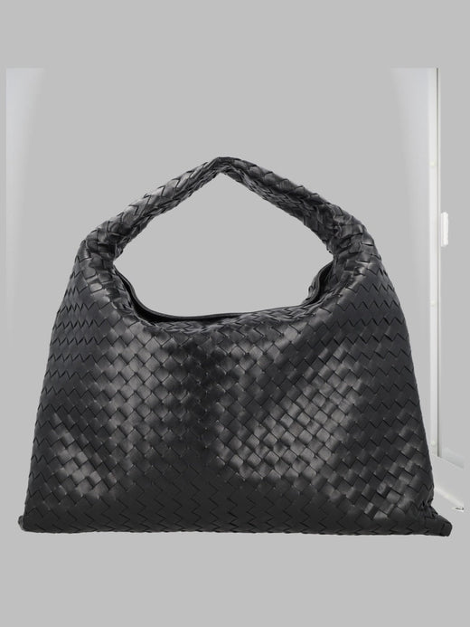 Bottega Veneta Hop Shoulder Bag — Black Calf Leather