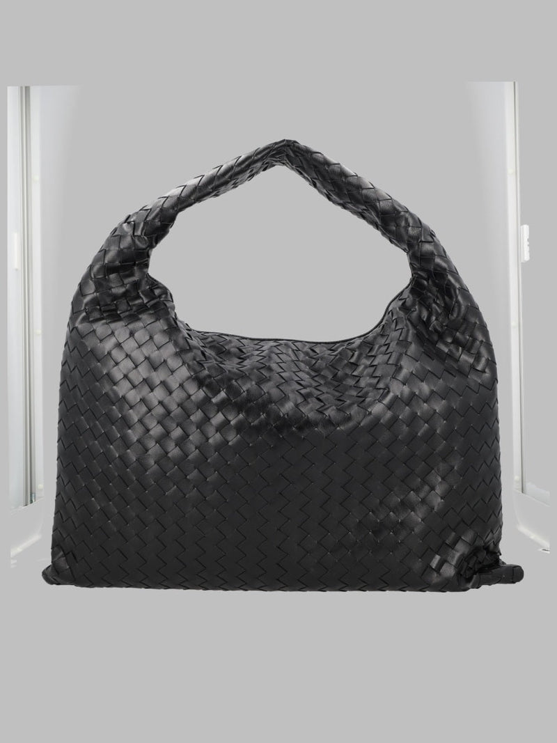 Bottega Veneta Hop Shoulder Bag — Black Calf Leather