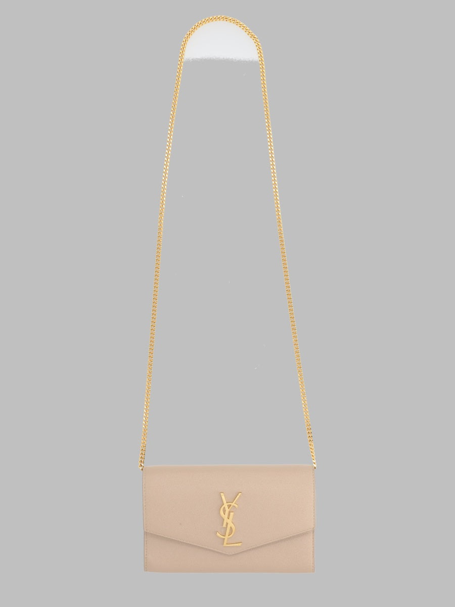 Saint Laurent Uptown Clutch — Beige Leather