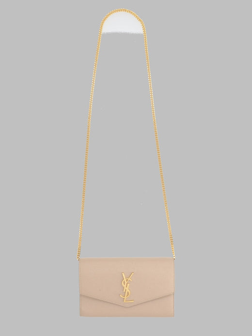 Saint Laurent Uptown Clutch — Beige Leather