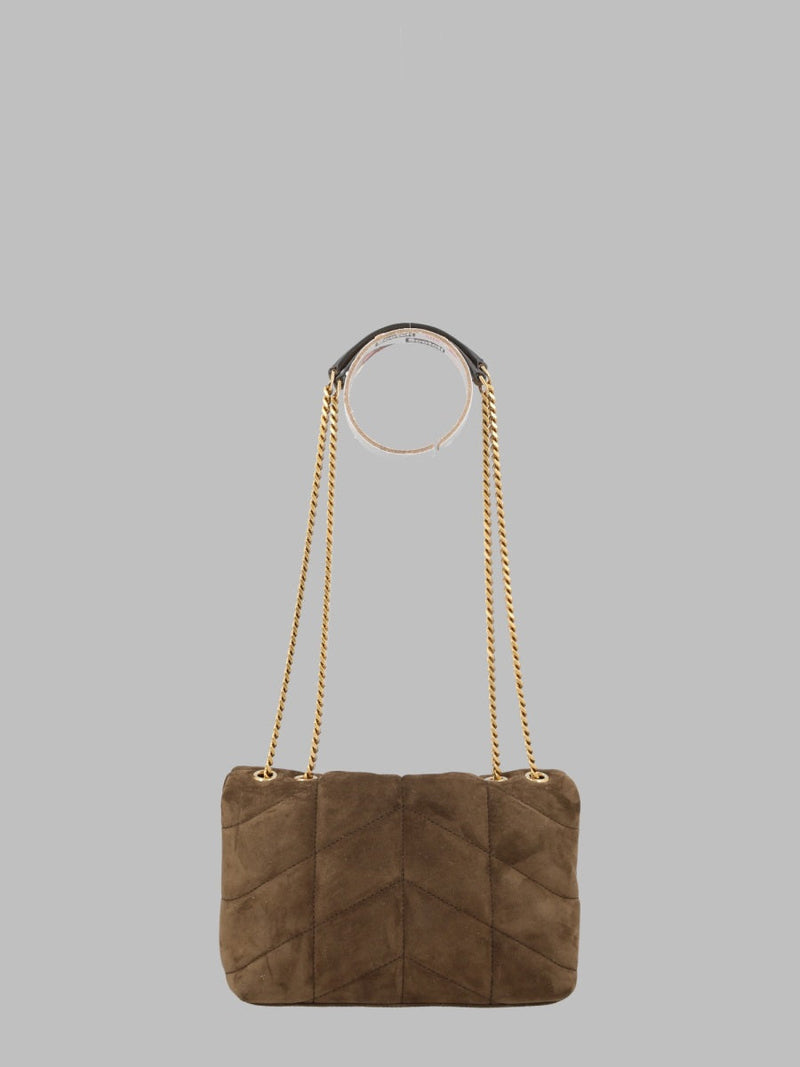 Saint Laurent Puffer Toy Shoulder Bag — Brown Calf Leather