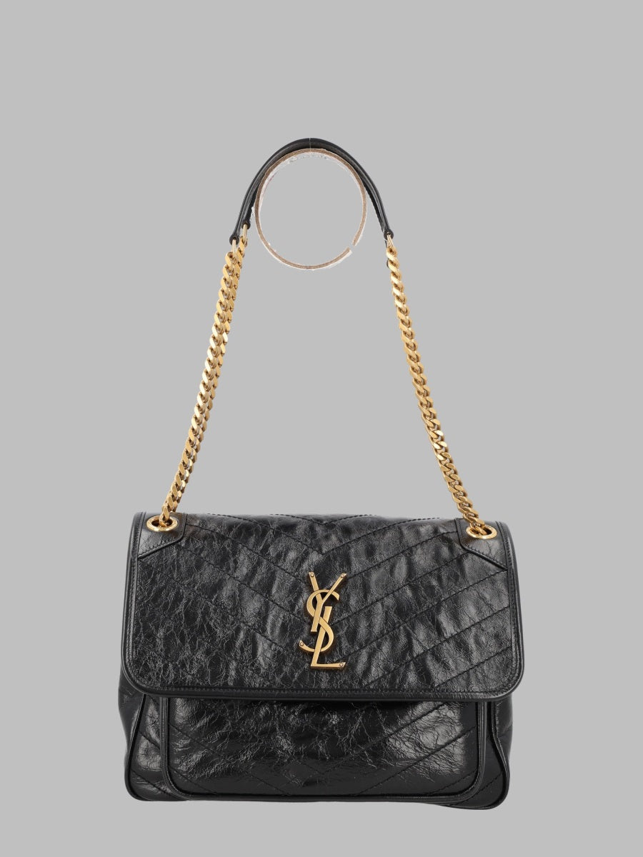 Saint Laurent Quilted Calf Leather Shoulder Bag — Black Skin