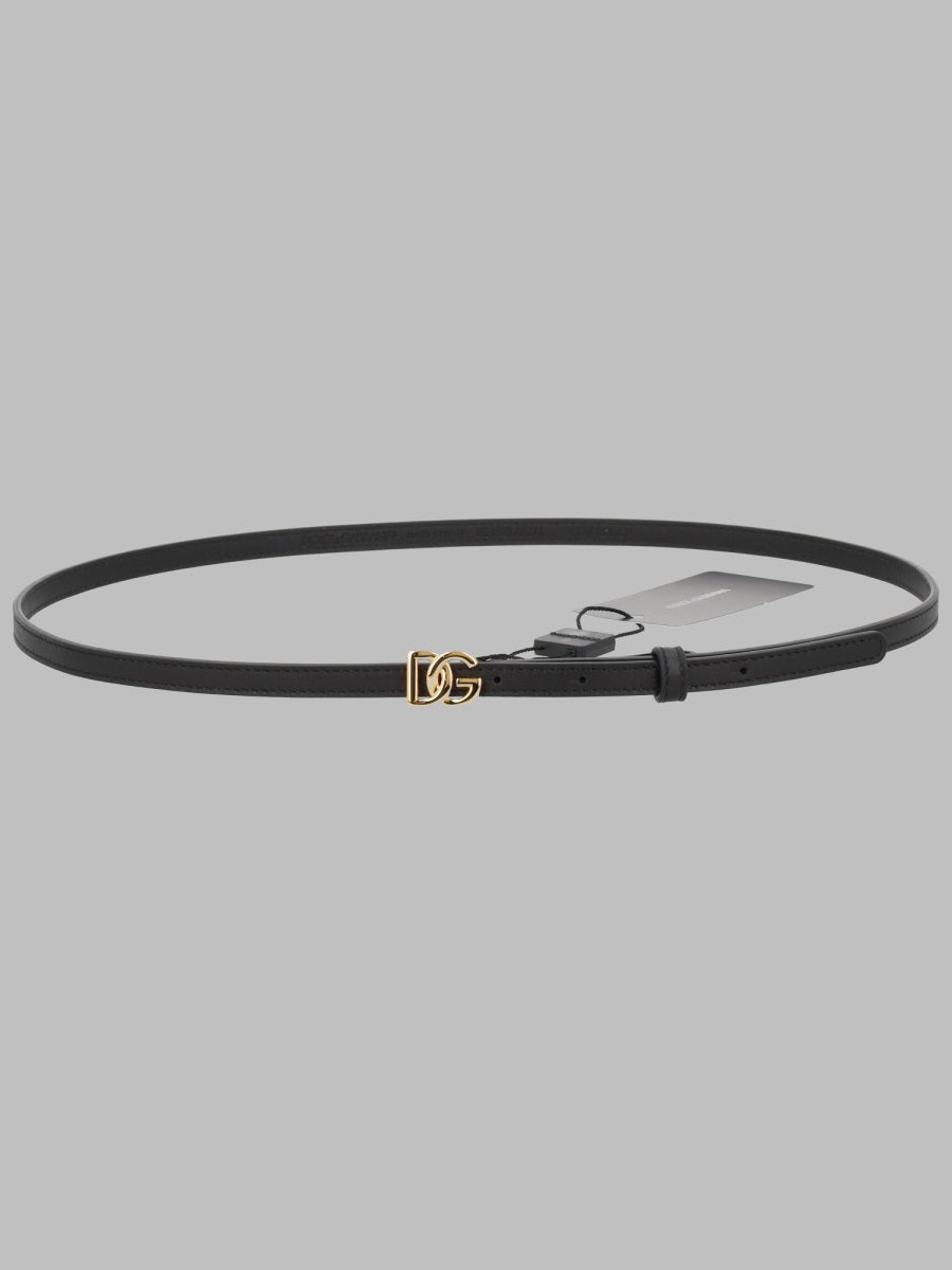 Dolce & Gabbana Logo-Adorned Belt — Black Leather