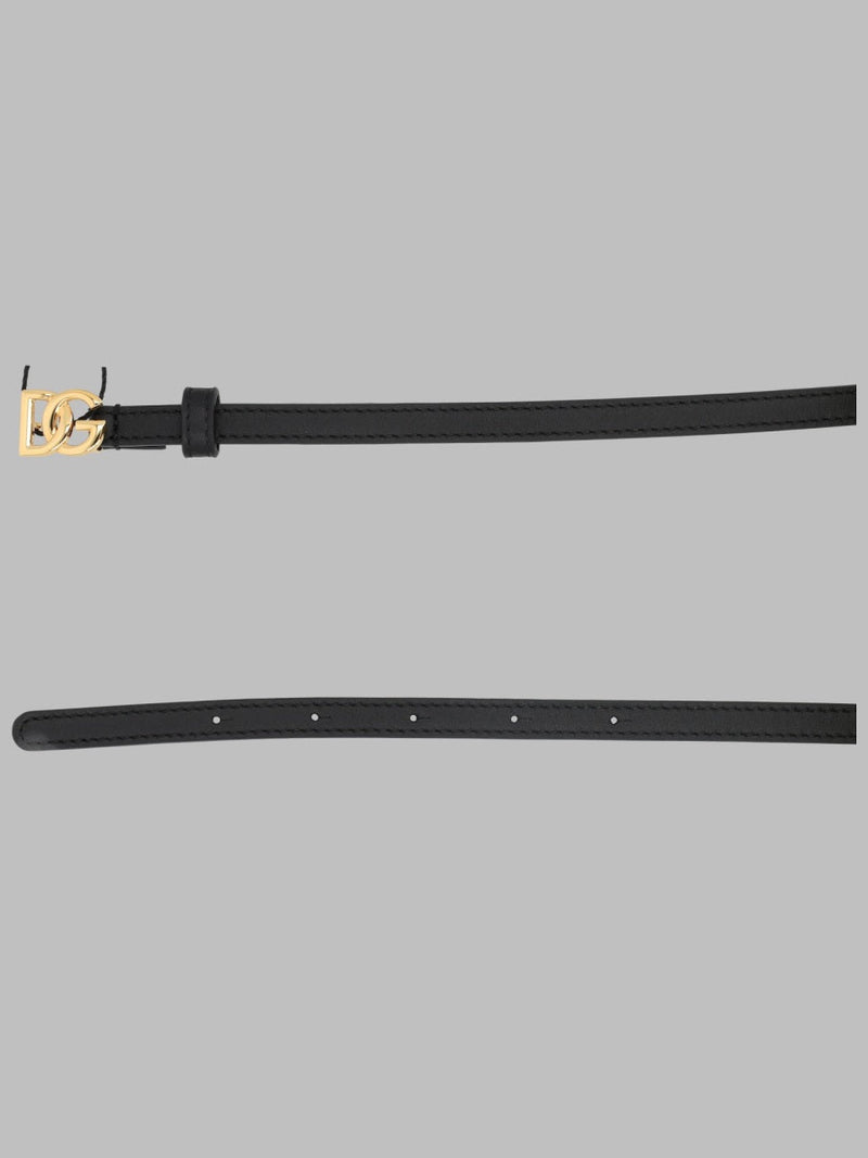 Dolce & Gabbana Logo-Adorned Belt — Black Leather