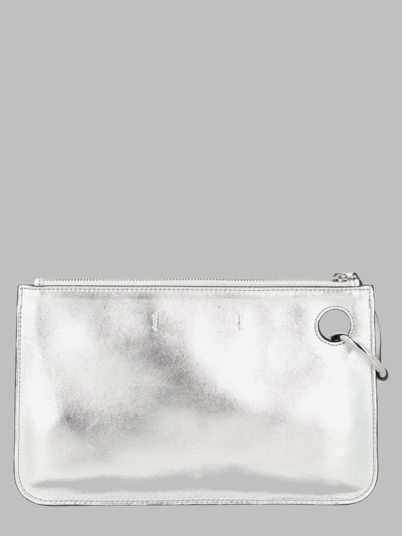 Jw Anderson Smooth Leather Clutch — Silver