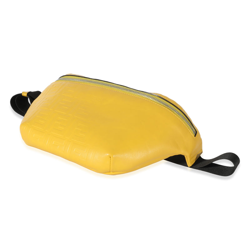 Fendi Yellow Calfskin Ff 1974 Embossed Belt Bag Leather Handbag