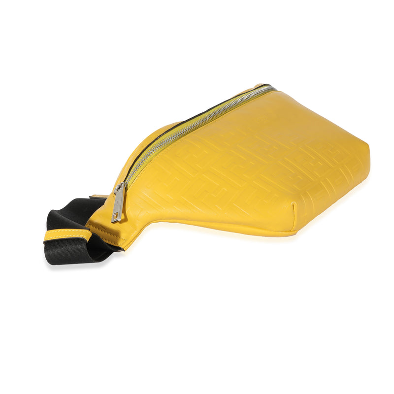 Fendi Yellow Calfskin Ff 1974 Embossed Belt Bag Leather Handbag