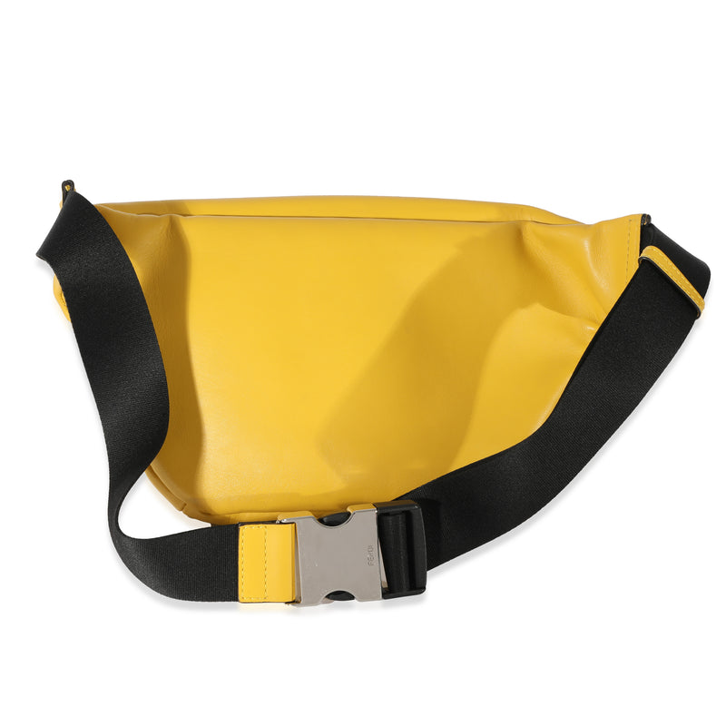 Fendi Yellow Calfskin Ff 1974 Embossed Belt Bag Leather Handbag