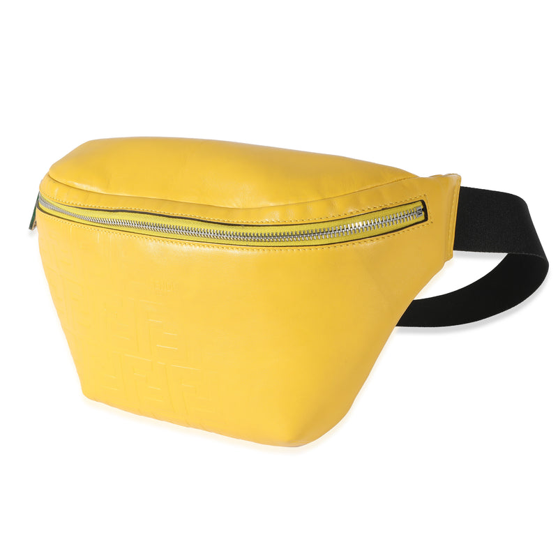 Fendi Yellow Calfskin Ff 1974 Embossed Belt Bag Leather Handbag