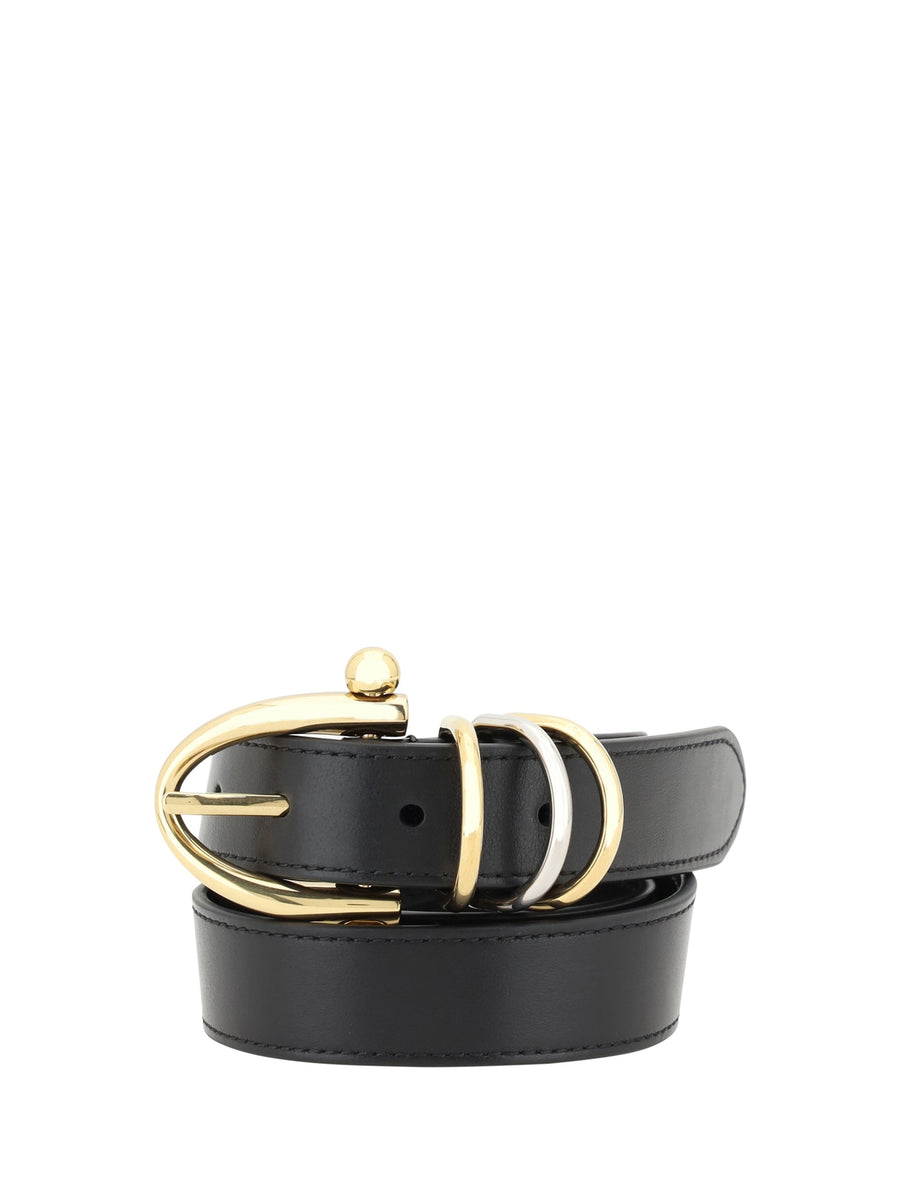 Chloé Leather Bracelet With Gold-Tone Hardware Belt — Black Calf Bos Taurus