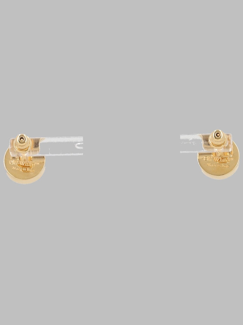 Off-White Round Arrow Earrings — Gold Brass