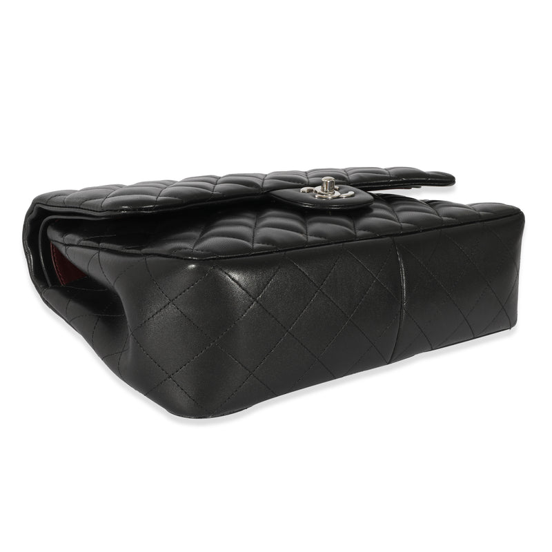 Chanel Black Quilted Lambskin Jumbo Classic Double Flap Bag Leather Handbag