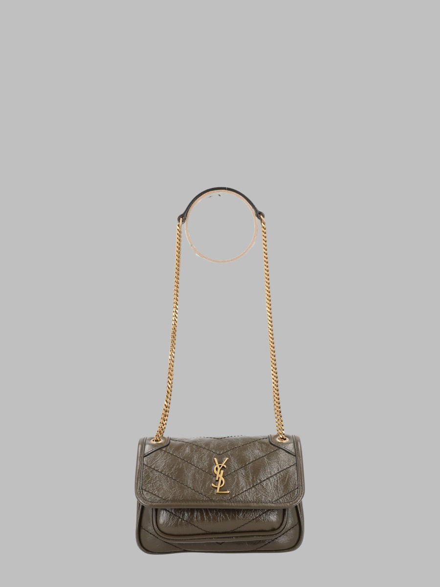 Saint Laurent Niki Mini Shoulder Bag — Brown Calf Skin