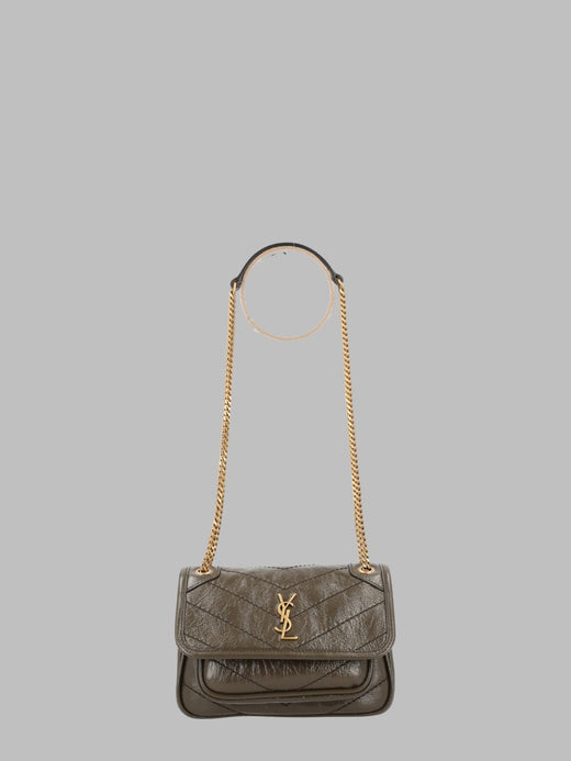 Saint Laurent Niki Mini Shoulder Bag — Brown Calf Skin