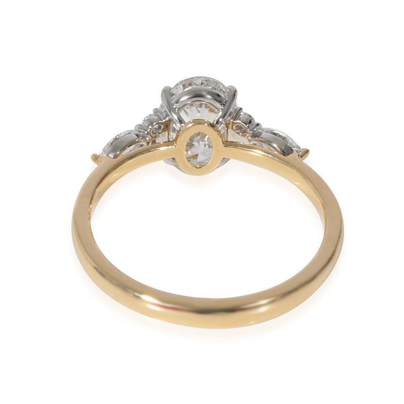 Oval 1.70 Diamond Engagement Ring 18k Gold-Platinum Gia G Si2 1-3 Ctw Sides