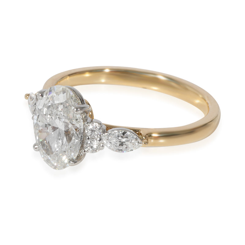 Oval 1.70 Diamond Engagement Ring 18k Gold-Platinum Gia G Si2 1-3 Ctw Sides