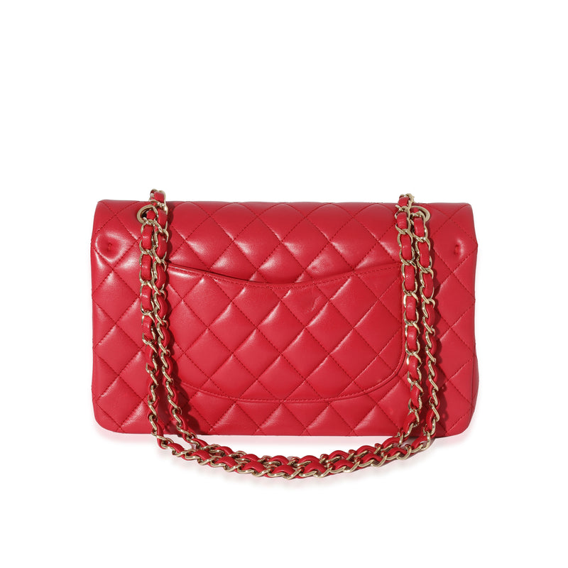 Chanel Dark Pink Quilted Lambskin Medium Classic Double Flap Bag Leather Handbag