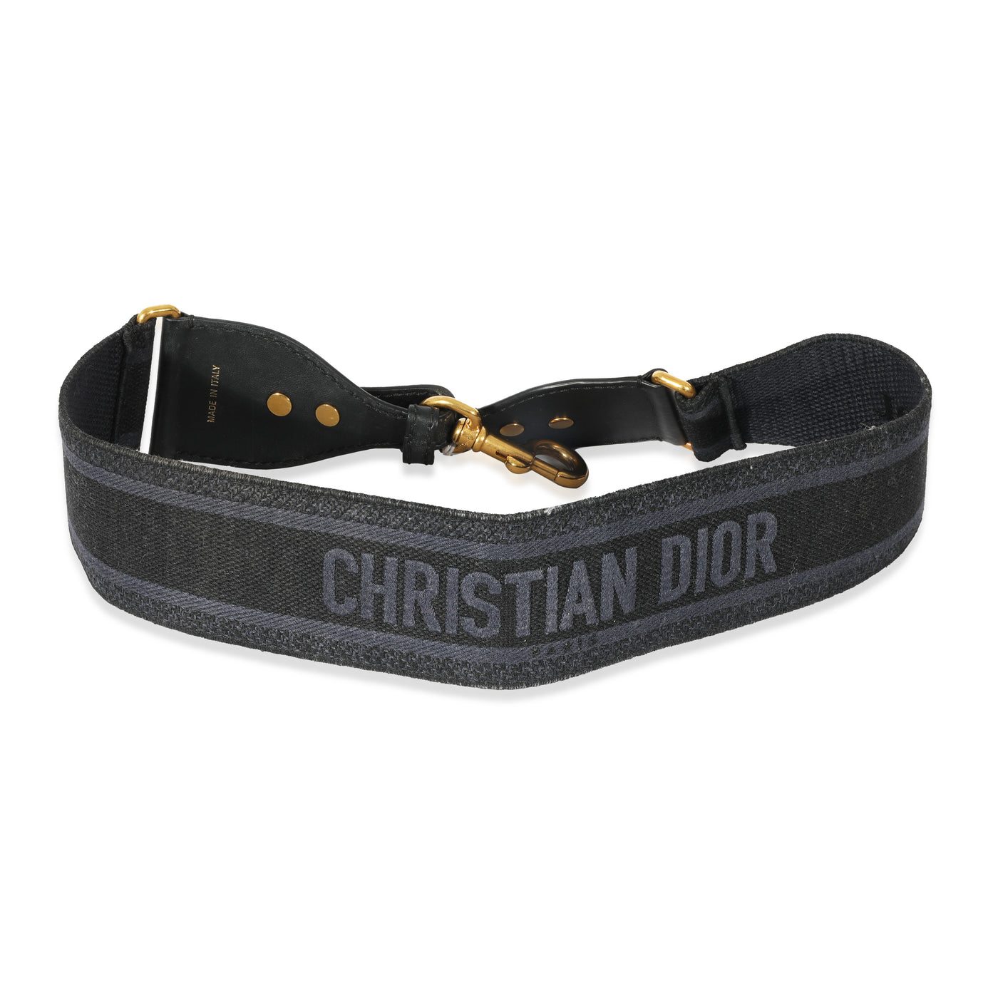 Christian Dior Navy Canvas Logo Embroidered Strap Black; Blue Bag