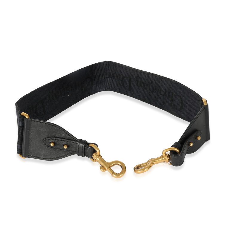 Christian Dior Navy Canvas Logo Embroidered Strap Black; Blue Bag