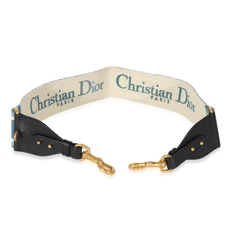 Christian Dior Blue Canvas Logo Embroidered Strap Beige; Bag