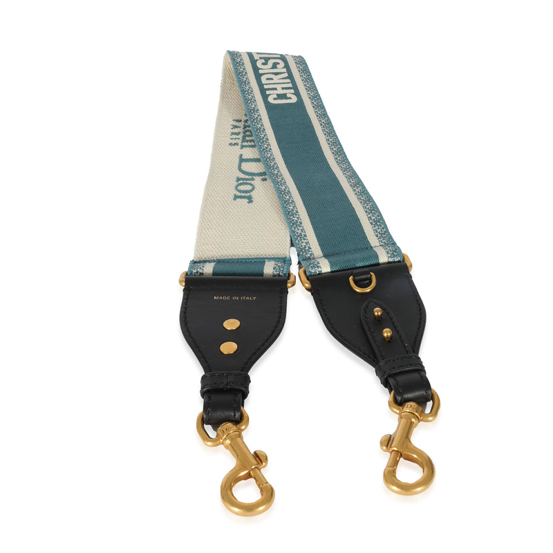 Christian Dior Blue Canvas Logo Embroidered Strap Beige; Bag