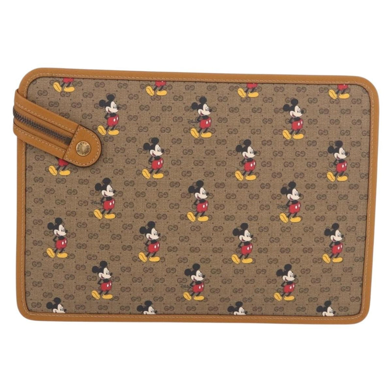 Gucci Disney Mickey Mouse Front Zip Printed Mini Gg Coated Canvas Beige Bag