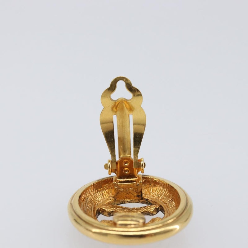 Chanel Vintage Cc Round Clip-On Metal Gold Bijoux