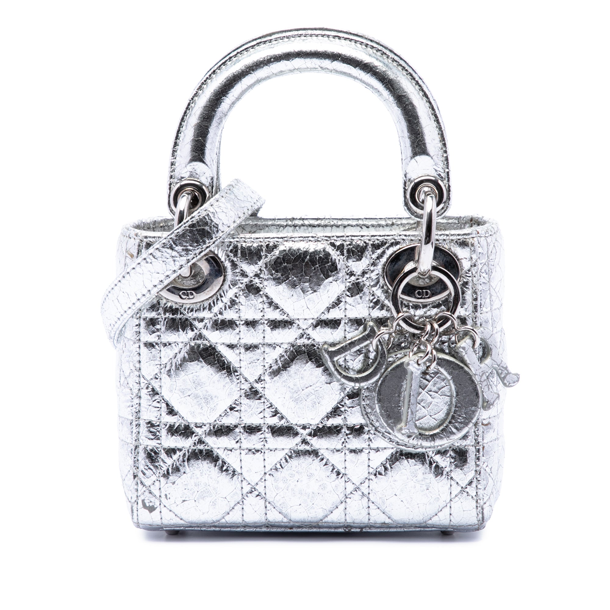 Micro Metallic Crinkled Calfskin Cannage Lady Dior - Image 1