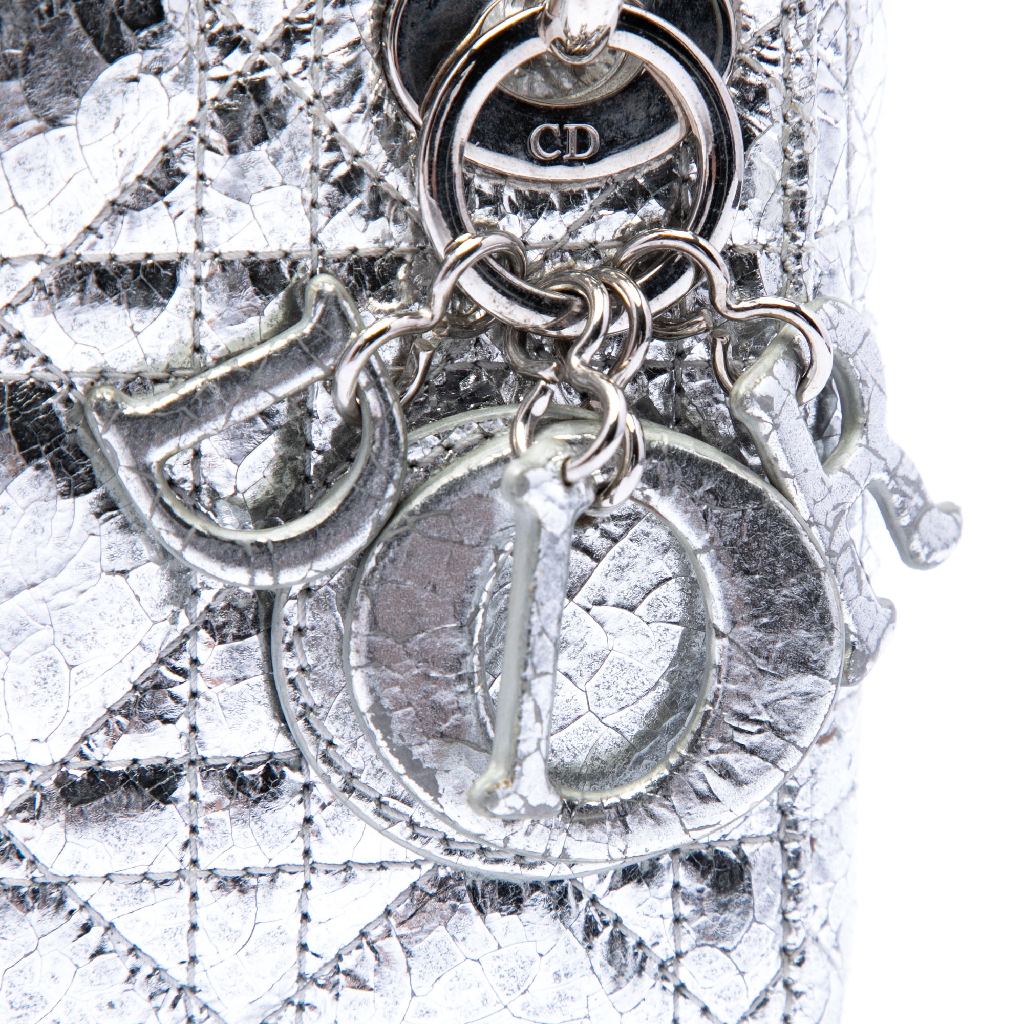 Micro Metallic Crinkled Calfskin Cannage Lady Dior - Image 5