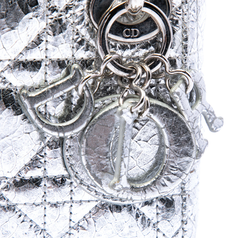 Micro Metallic Crinkled Calfskin Cannage Lady Dior - Image 5