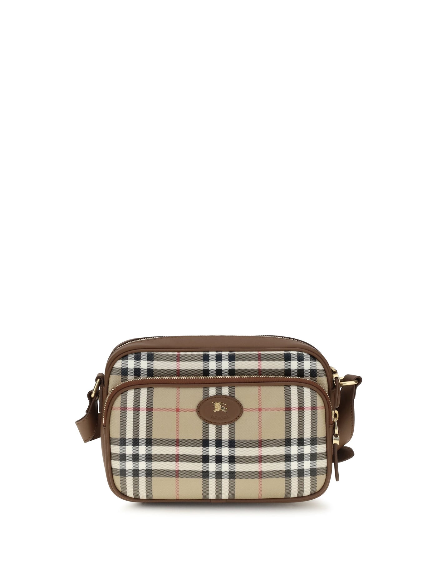 Burberry Check Cotton Canvas Shoulder Bag — Beige