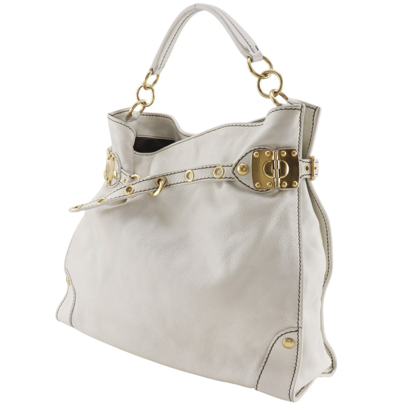 Miu Miu Madras Shoulder Leather Beige Bag