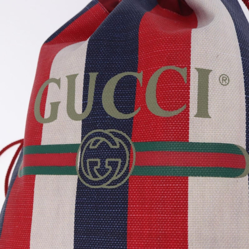 Gucci Logo Drawstring Striped Canvas Multicolour Bag