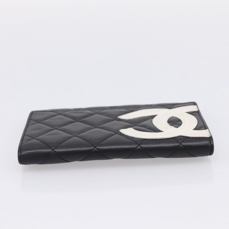 Chanel Cambon Flap Card Case Quilted Lambskin Black Leather Accessory