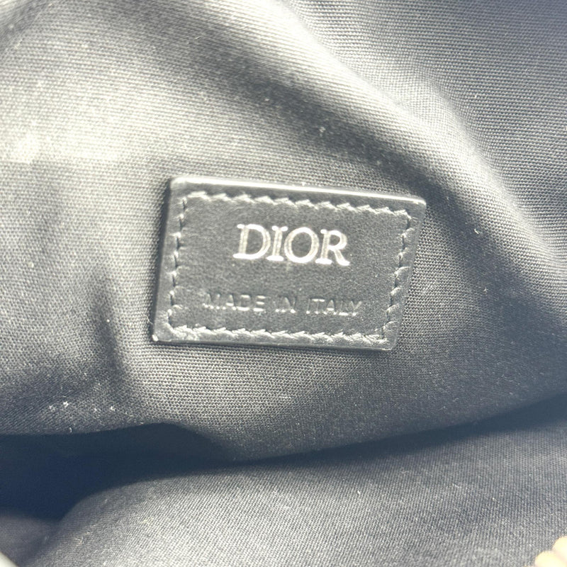 Christian Dior Saddle Cd Diamond Coated Canvas And Leather Black Bag