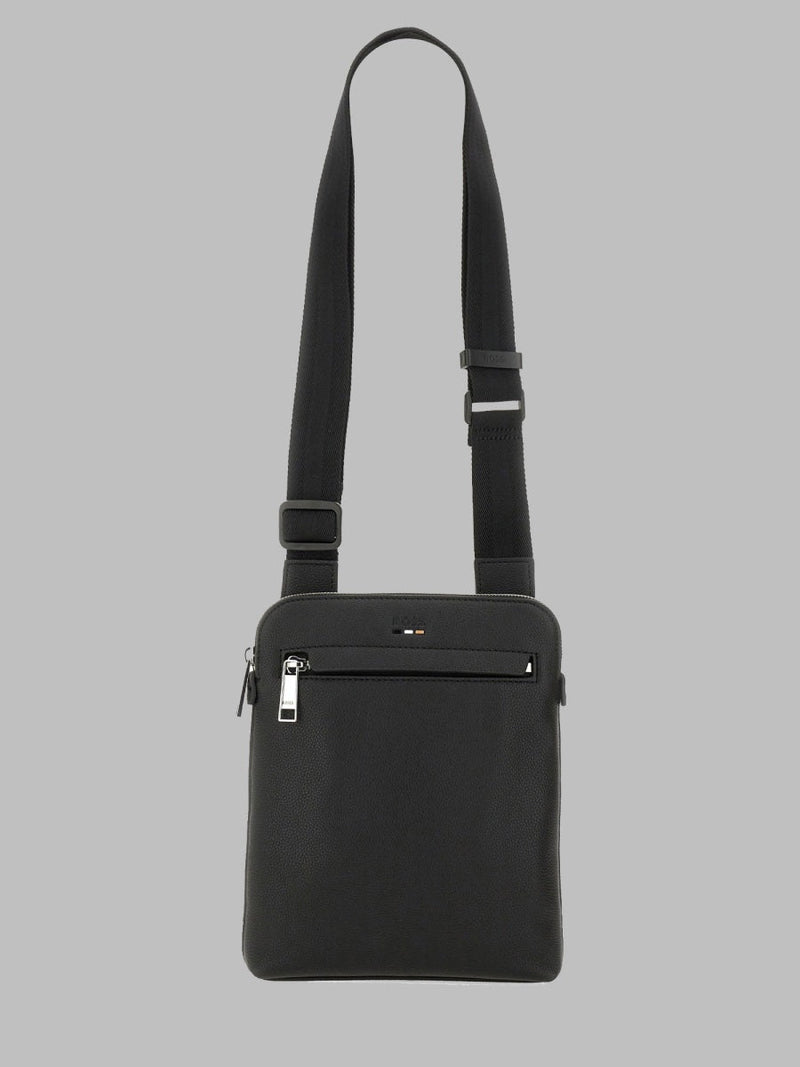 Hugo Boss Logo-Detail Leather Shoulder Bag — Black