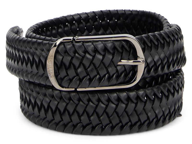 Slowear Woven Leather Belt — Black