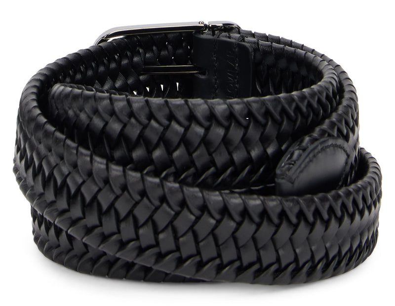 Slowear Woven Leather Belt — Black
