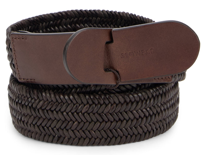 Slowear Woven Leather Belt — Brown