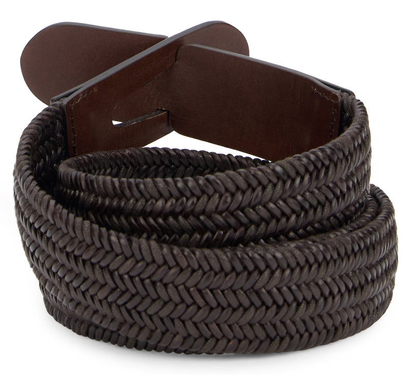 Slowear Woven Leather Belt — Brown