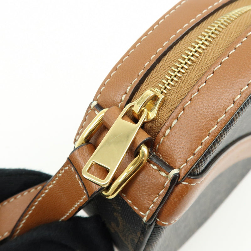 Celine Round Purse On Strap Triomphe Coated Canvas Brown Bag