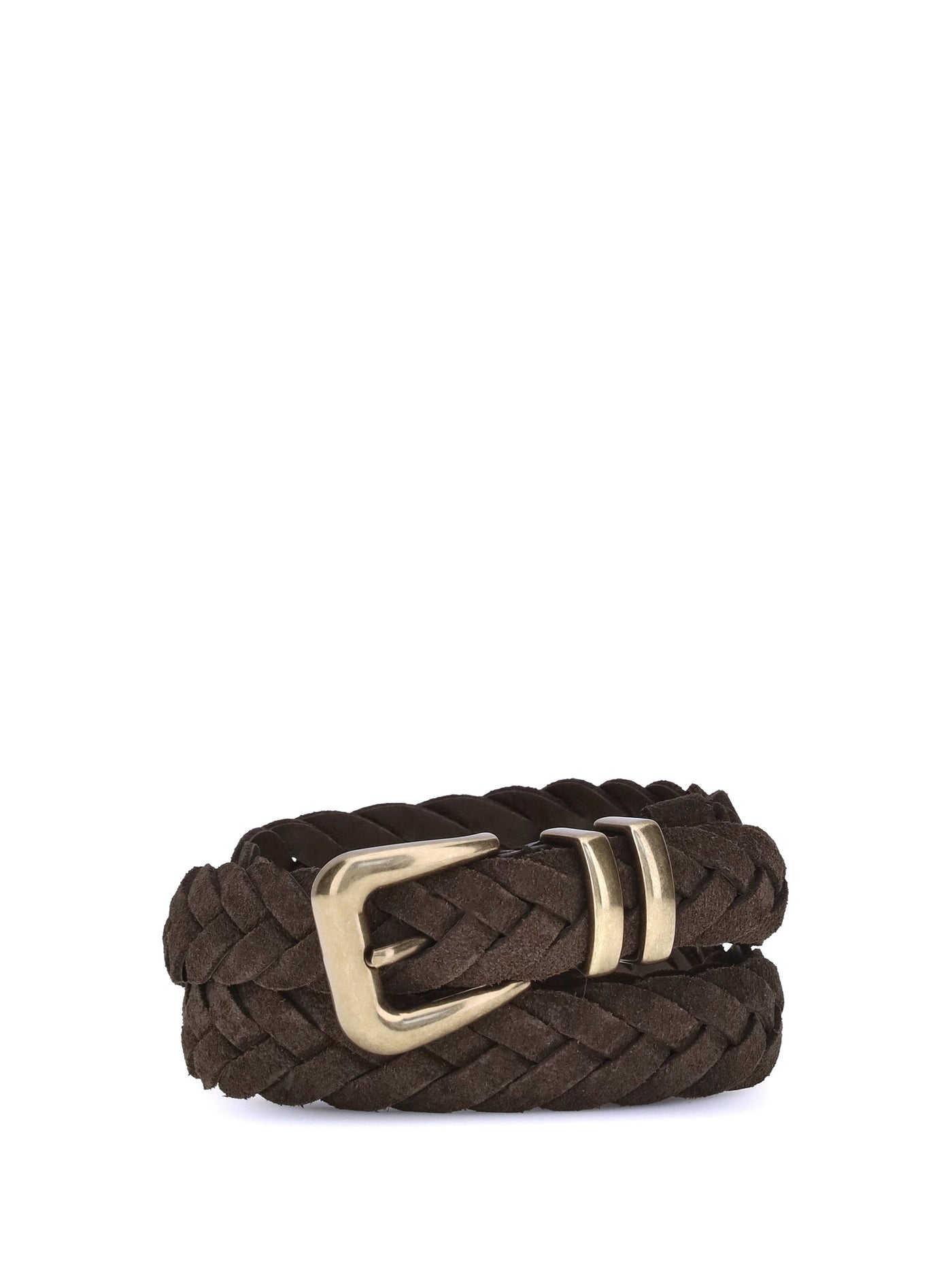 Brunello Cucinelli Woven Calf Leather Belt — Brown Bos Taurus