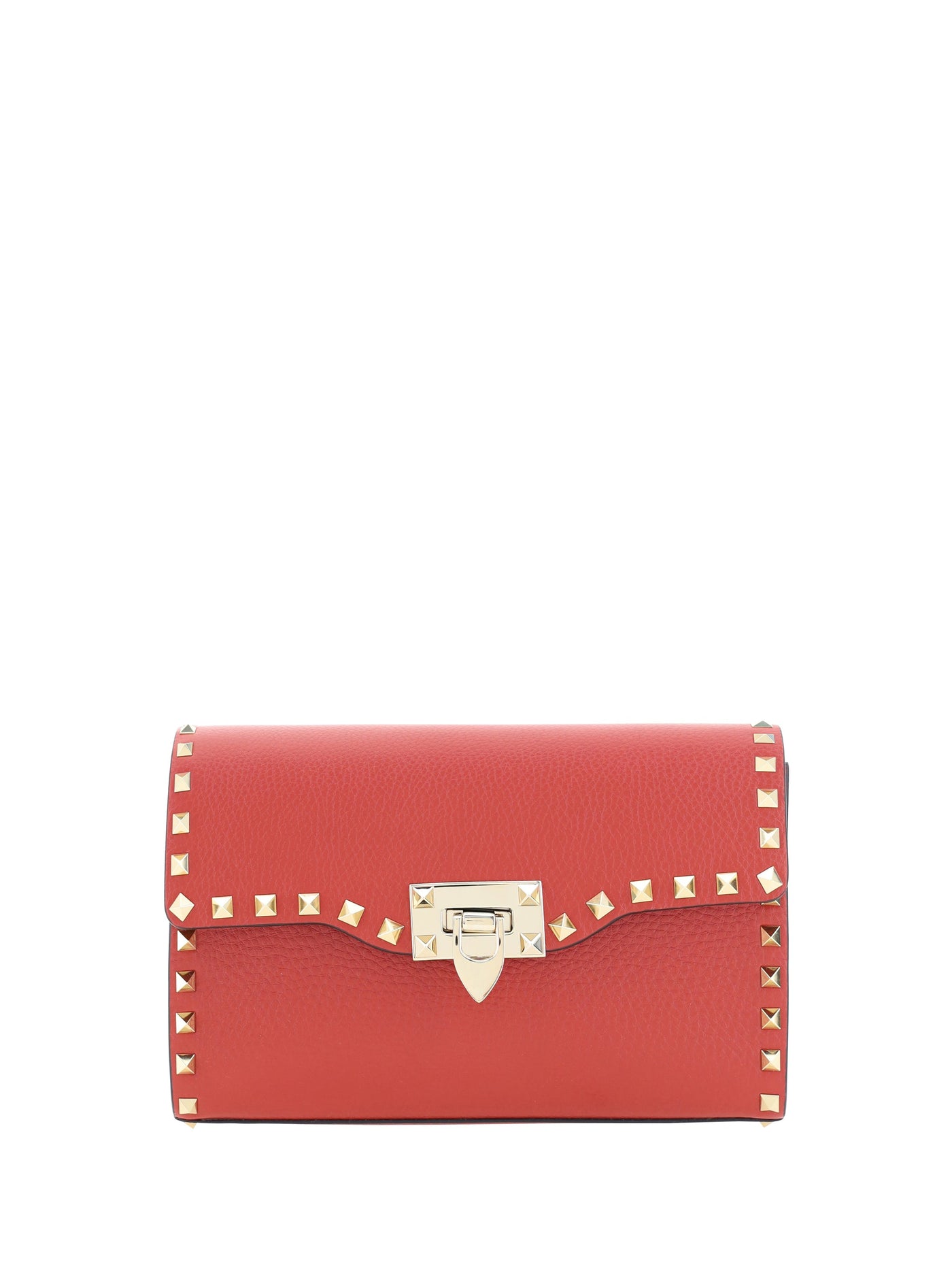 Valentino Garavani Rockstud Shoulder Bag — Red Calf Leather Bos Taurus