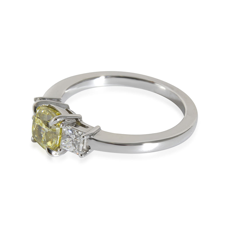 Fancy Intense Yellow Cushion Engagement Ring Platinum Vs1 1.31 Ctw 950