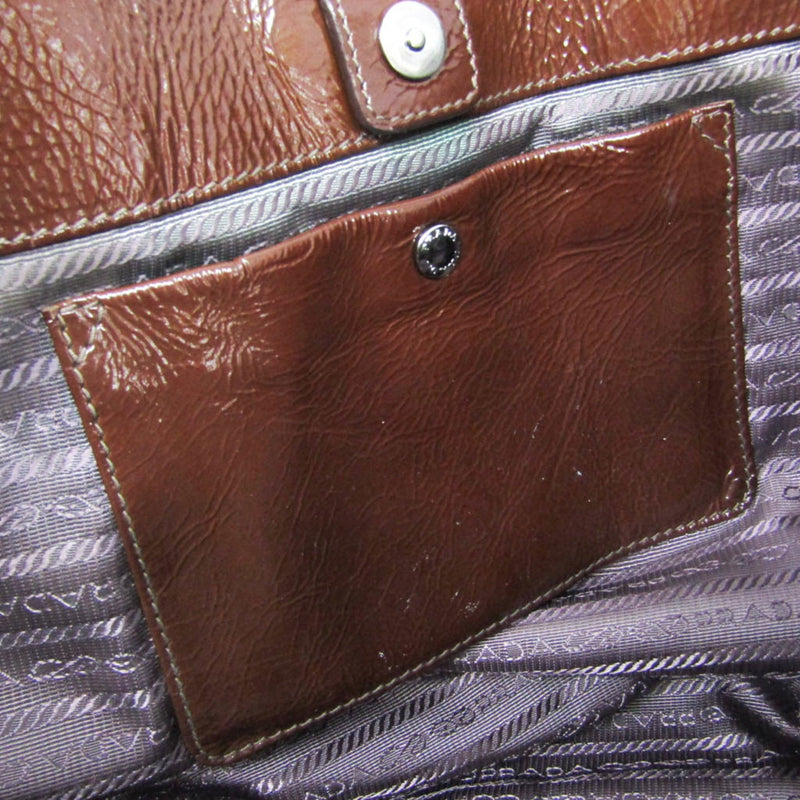 Prada Convertible Zippers Vernice Sfumata Brown Patent_leather Bag