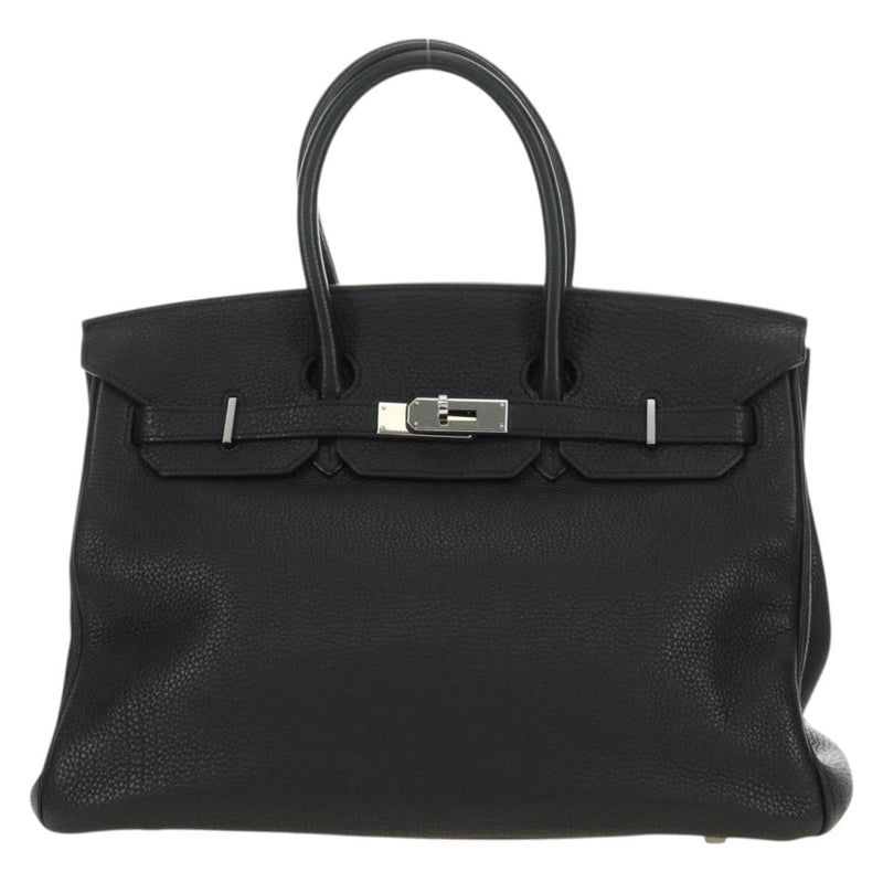 Hermes Birkin Black Clemence With Palladium Hardware Leather Bag