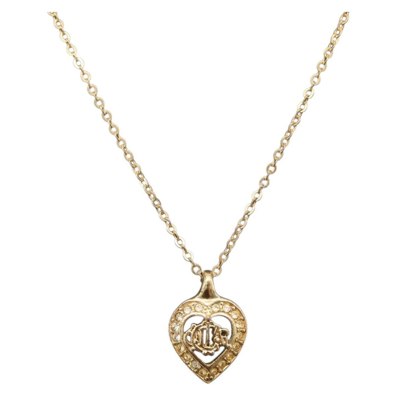 Christian Dior Logo Heart Pendant Metal Gold Bijoux