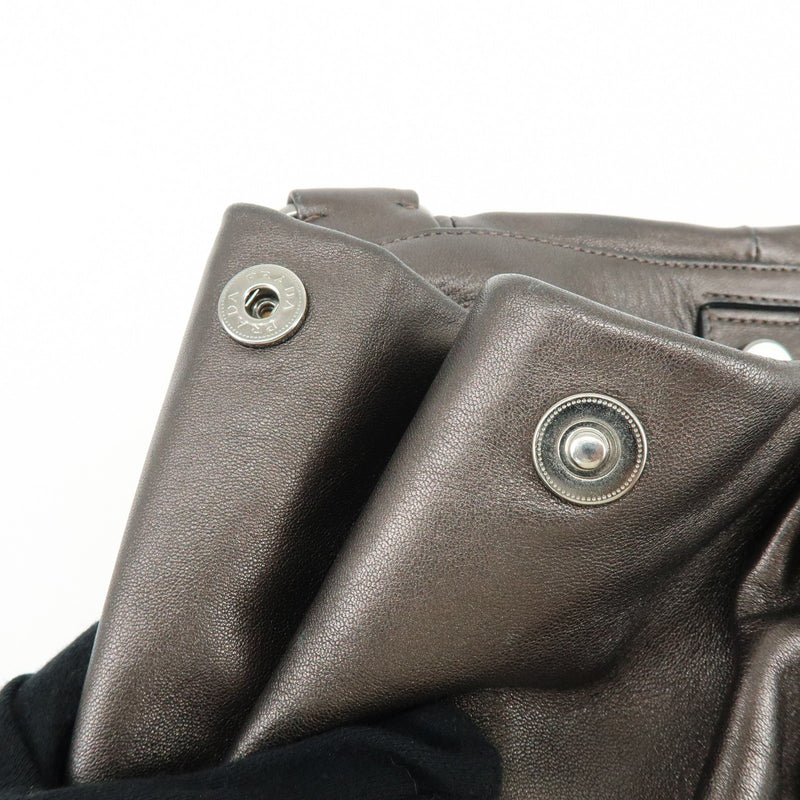 Prada Ruffle Hobo Nappa Leather Brown