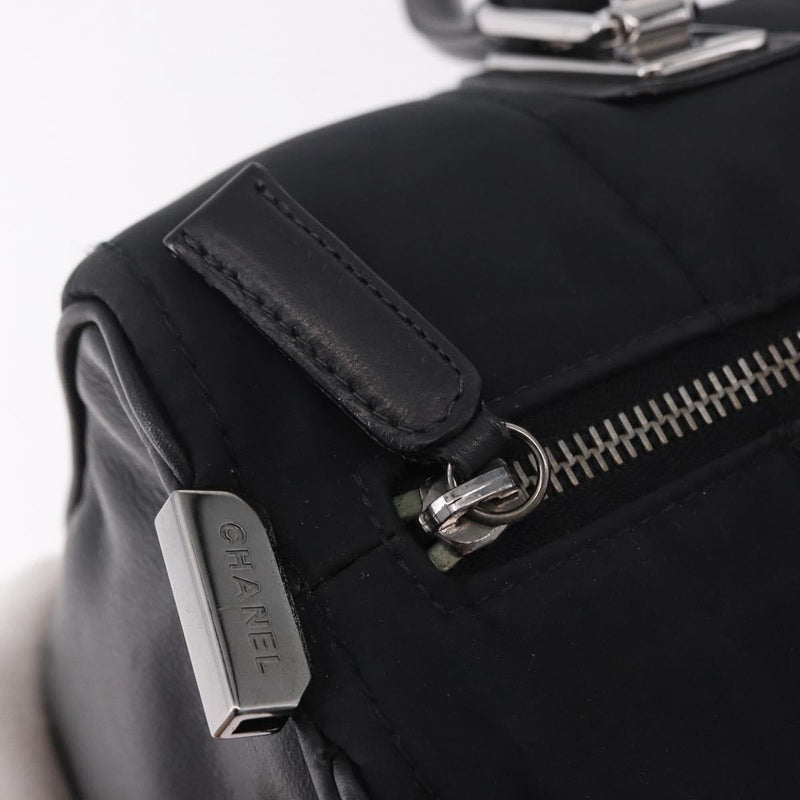Chanel Square Stitch Boston Quilted Nylon Black Bag